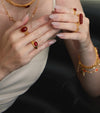 Organic Texture Red Agate Cabochon Statement Ring - booneealus
