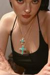 Paraiba Cross Jewelry Set – Gold 3-Piece Collection (Small Necklace) - booneealus