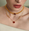 Asymmetric Chain Red Agate Necklace – Jewelry-Grade, 24K Gold Plated - booneealus