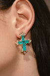 Paraiba Cross Jewelry Set – Gold 3-Piece Collection (Small Necklace) - booneealus