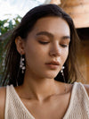 Freshwater Pearl Teardrop Zircon Long Earrings - booneealus