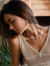 Freshwater Pearl Teardrop Zircon Long Earrings - booneealus