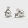 Pearl Stud Earrings with Reversible Zircon Starburst - booneealus