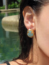 Oval Blue Crack Stone Studs - booneealus