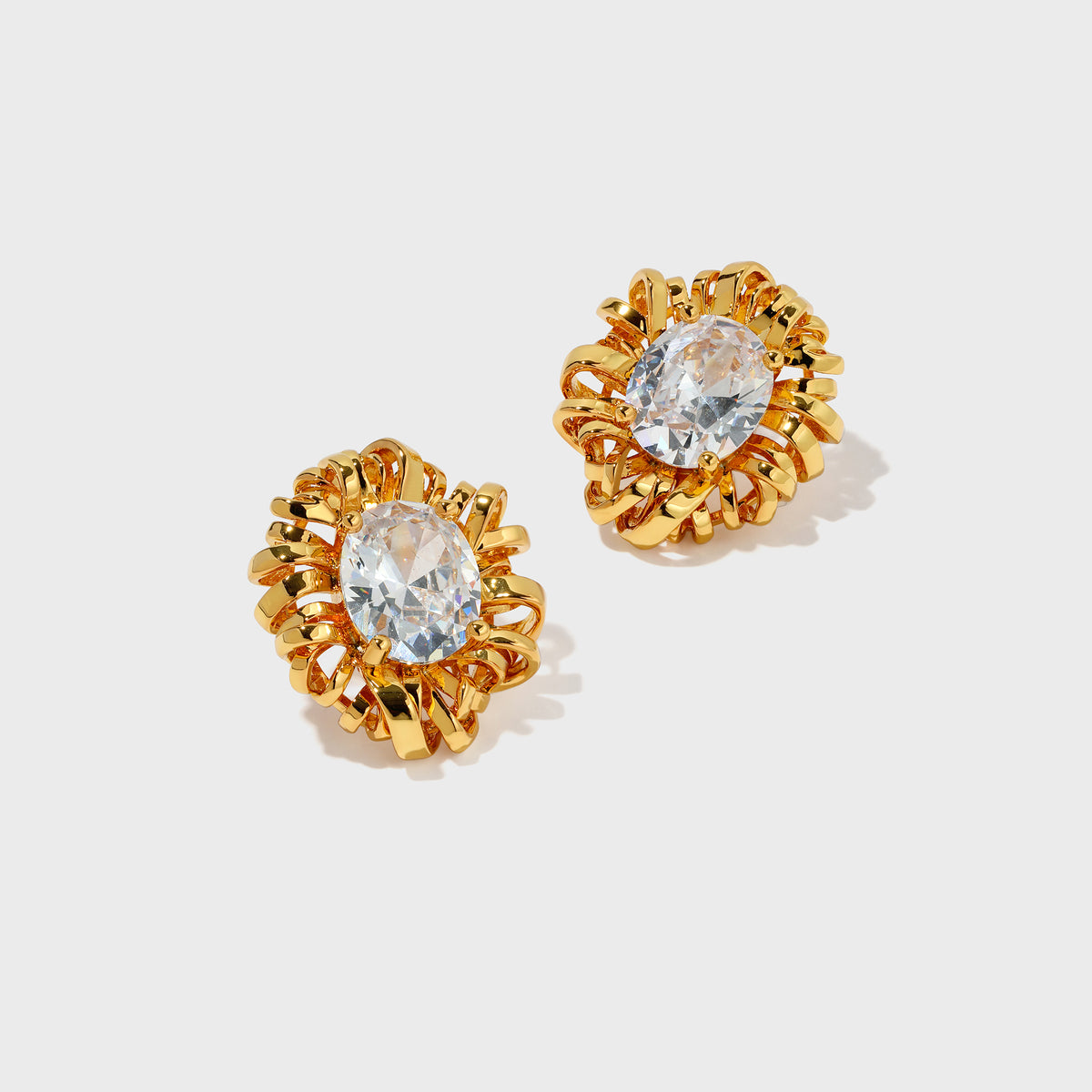 Braided Button-Shaped Zirconia Earrings - booneealus