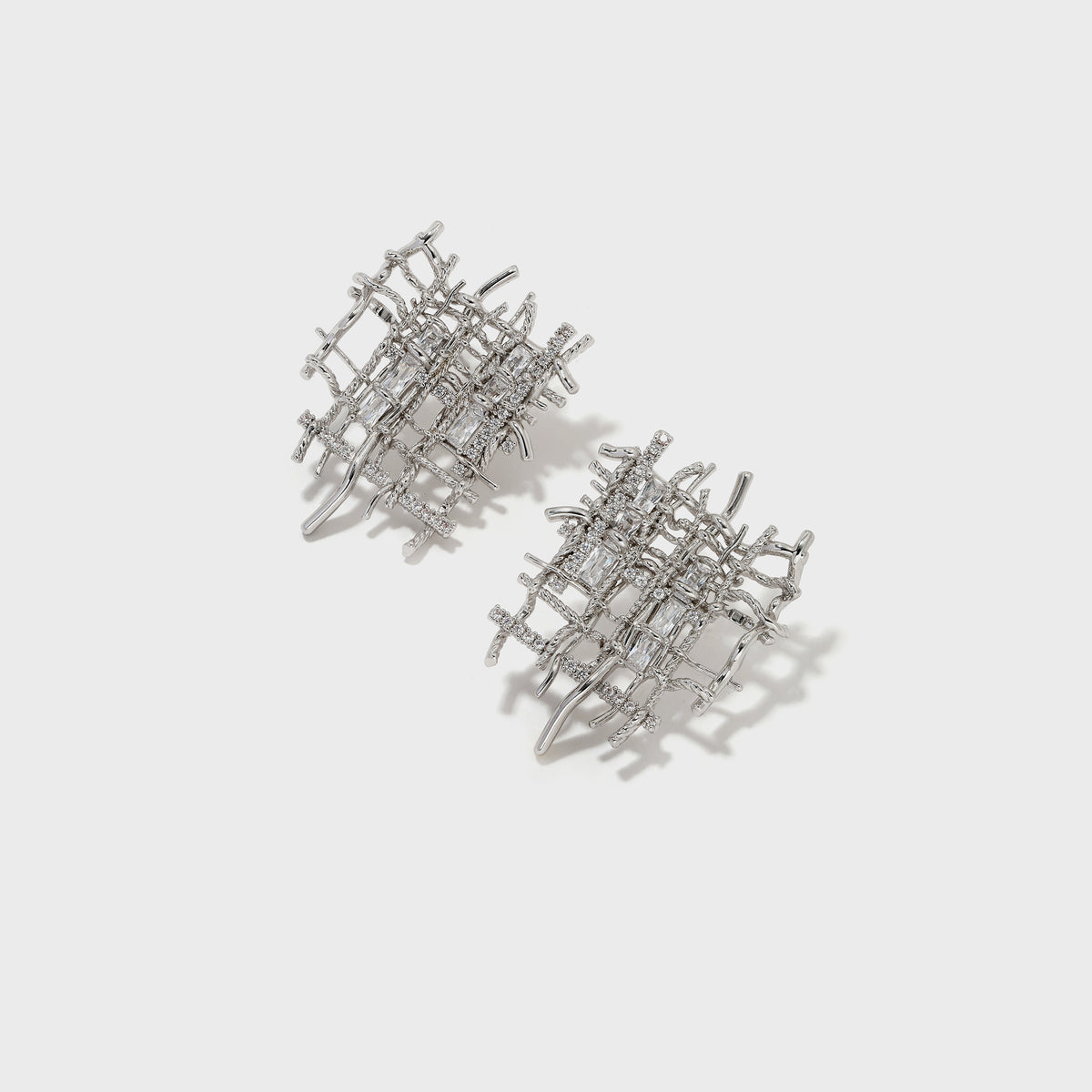 Zirconia Woven Earrings - booneealus
