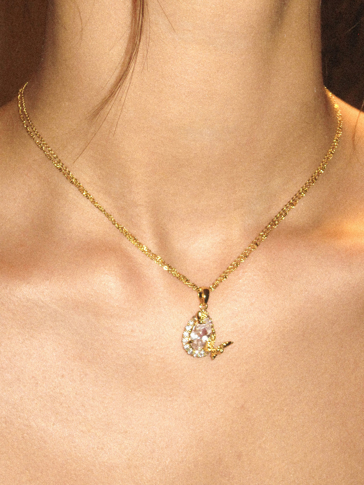 Teardrop-Shaped Double-Layer Butterfly Necklace - booneealus