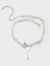 Butterfly Teardrop Zircon Pendant with Crushed Stone Necklace - booneealus