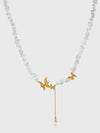 Butterfly Teardrop Zircon Pendant with Crushed Stone Necklace - booneealus