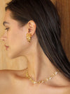 Braided Metal Irregular Zirconia Patchwork Necklace Gold - booneealus