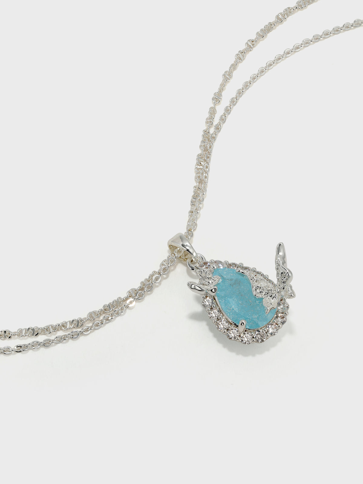 Teardrop-Shaped Double-Layer Butterfly Necklace - booneealus