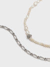 Freshwater Pearl Metal Chain Double Layer Necklace - booneealus