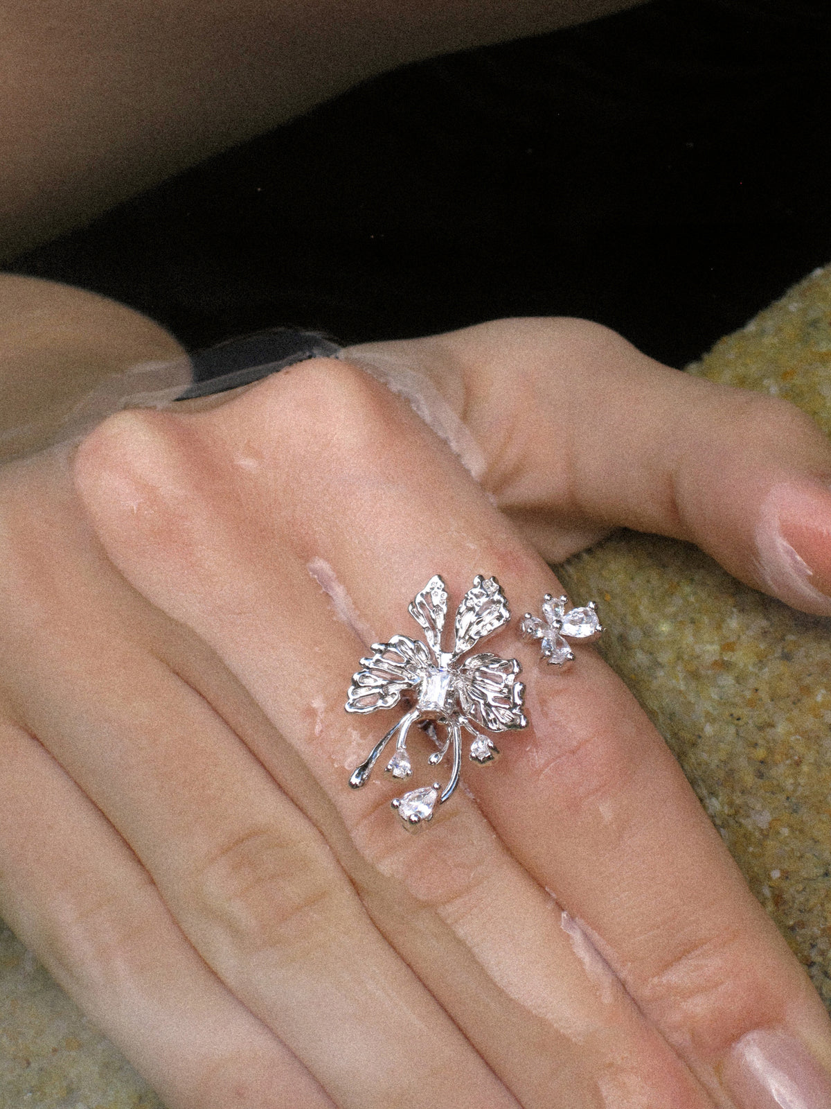 Zircon Butterfly Open Ring - booneealus