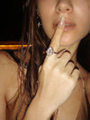 Braided Button-Shaped Zirconia Open Ring - booneealus