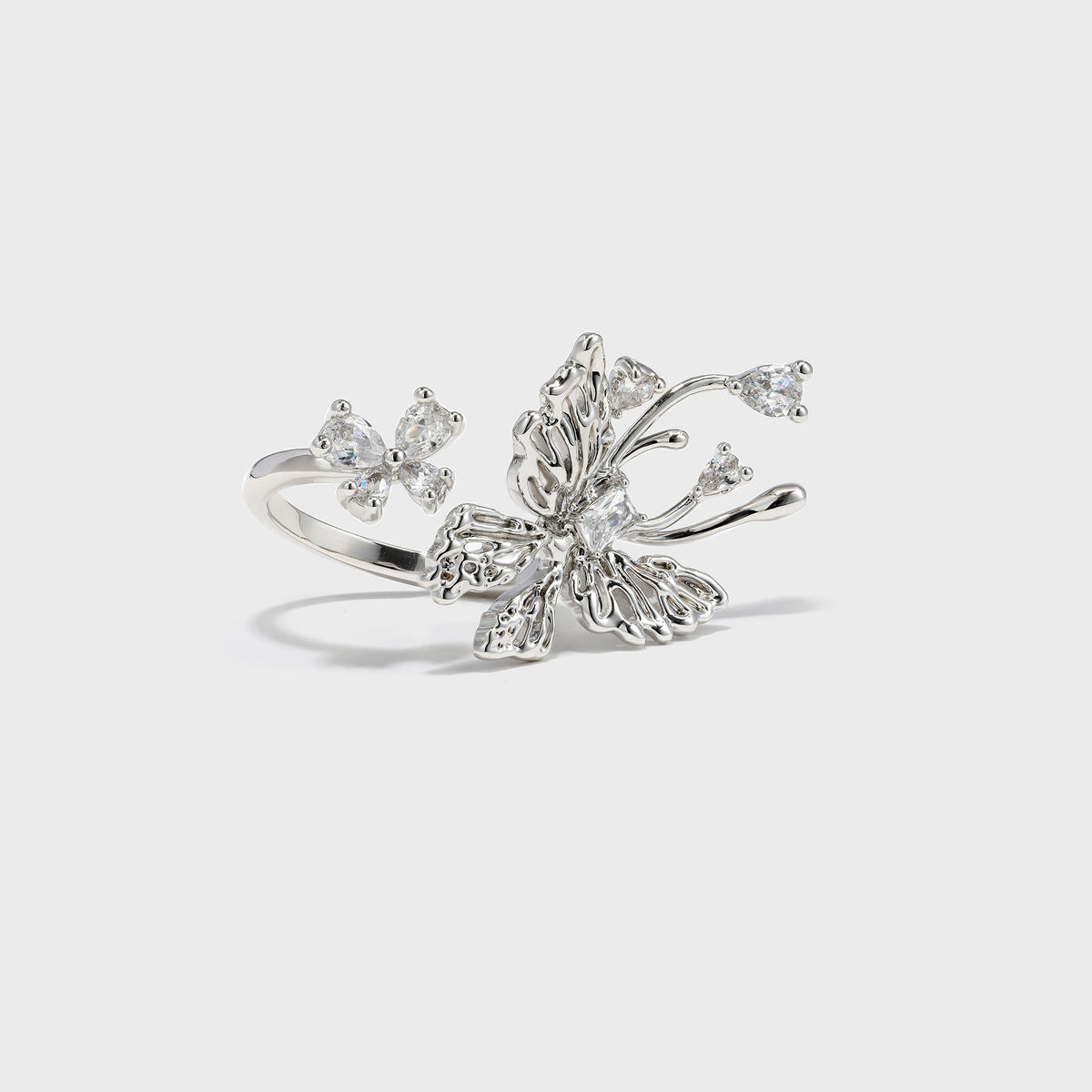 Zircon Butterfly Open Ring - booneealus