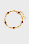 Double-Sided Red Agate Link Bracelet with CZ Accents