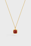 3D Sugar Pyramid Red Agate Woven Necklace – 24K Gold Plated - booneealus