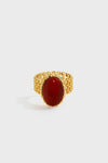 Woven Chain Red Agate Cabochon Ring – 24K Gold Plated - booneealus