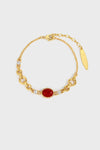 Asymmetric Red Agate Woven Chain Bracelet – 24K Gold Plated