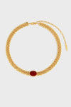 Red Agate Woven Lace Necklace – 24K Gold Plated - booneealus