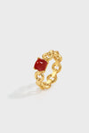 Agate Woven Chain Ring – Red Agate Pyramid Cut - booneealus