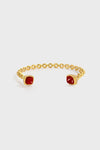 Woven Chain Red Agate Open Cuff Bracelet - booneealus